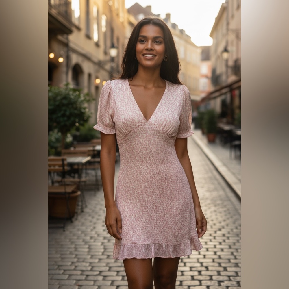 Zara light Pink Floral Dress woman’s size small